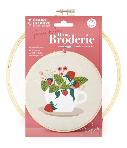 Borduurring Aardbei – DIY borduurpakket