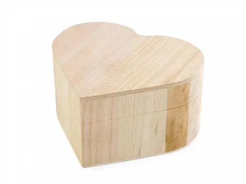 Hartvormig houten opbergdoosje met scharnieren – DIY basisvorm