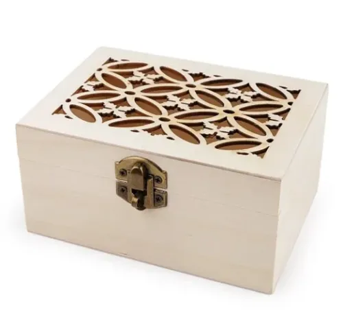 Houten opbergkistje met uitgesneden deksel (groot) – DIY basisvorm