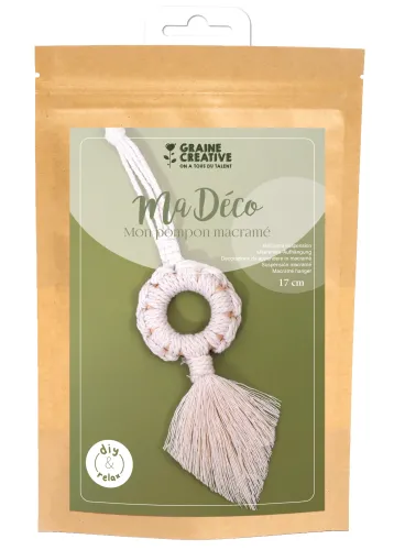 Macramé hanger pompon (Ø 17 cm)