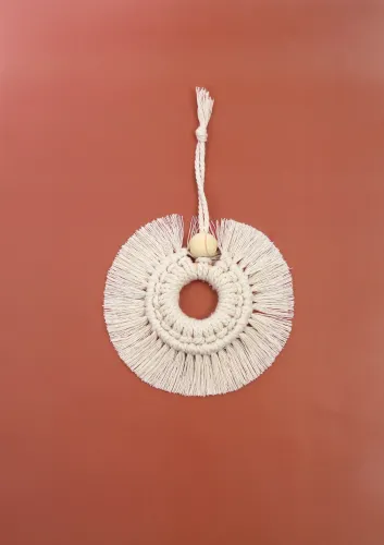 Macramé hanger zon (Ø 13 cm) – DIY knoopset display