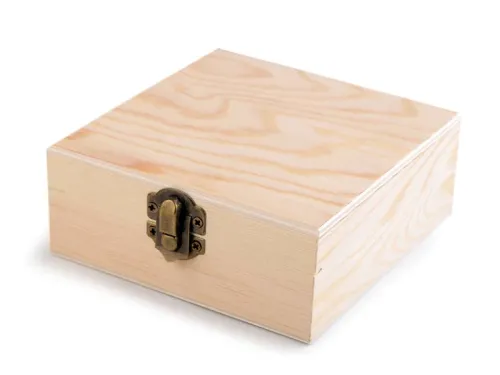 Vierkant houten opbergdoosje met scharnieren – DIY basisvorm