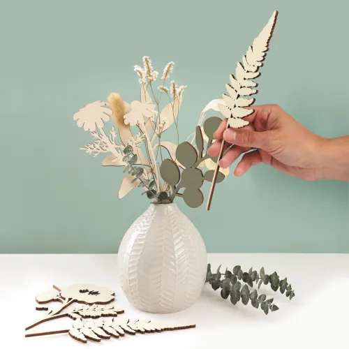10 houten bloemen om te decoreren in vaas.