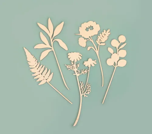 10 houten bloemen om te decoreren inhoud.