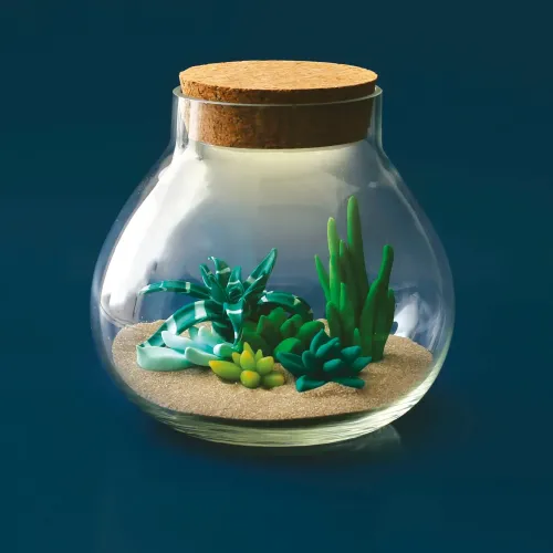 Fimo® terrarium – DIY decoratieset | Met glazen pot, LED-lamp en polymeerklei