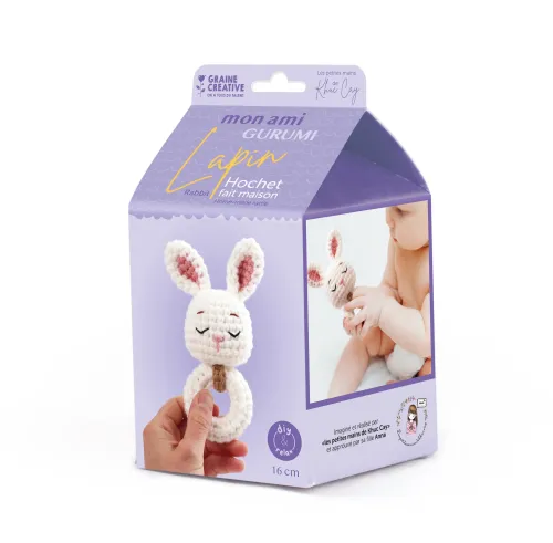 Haakset Rammelaar Konijn – Amigurumi DIY-pakket