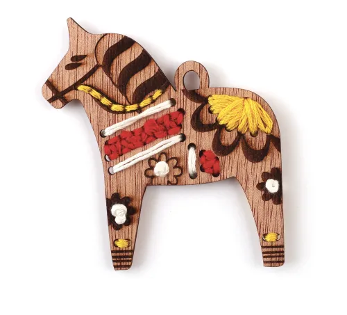Houten borduurhanger paard
