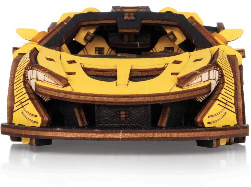 Houten Sportwagen Geel – DIY bouwpakket front