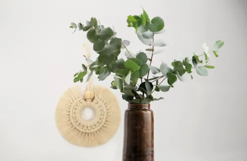Macramé hanger zon (Ø 13 cm) – DIY knoopset verhouding