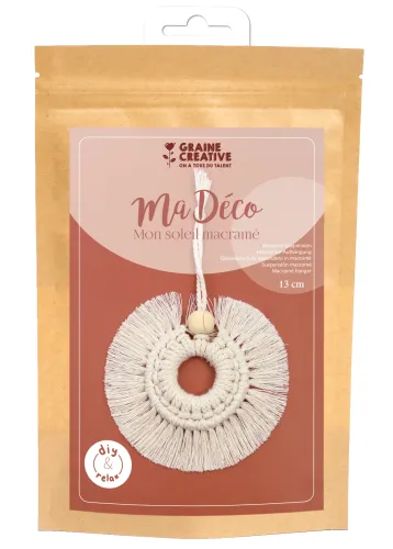 Macramé hanger zon (Ø 13 cm) – DIY knoopset