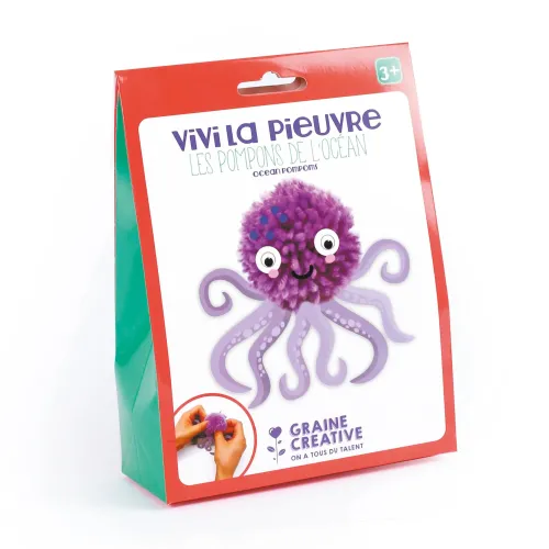 Pompon Octopus – DIY kinder knutselset verpakking