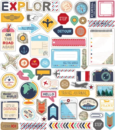 Reisdagboek – DIY scrapbookset stickervel 1