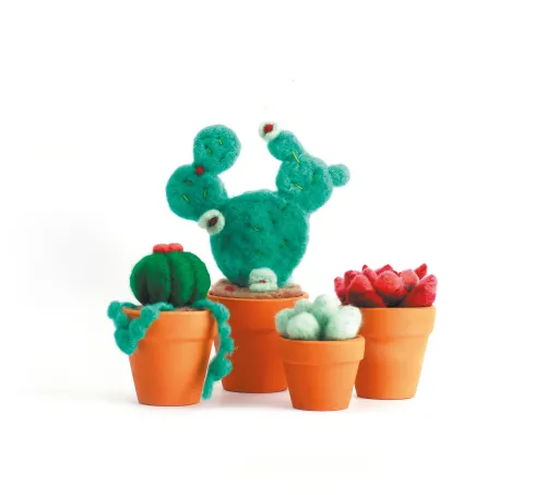 Vilten Cactustuin – DIY naaldviltset display